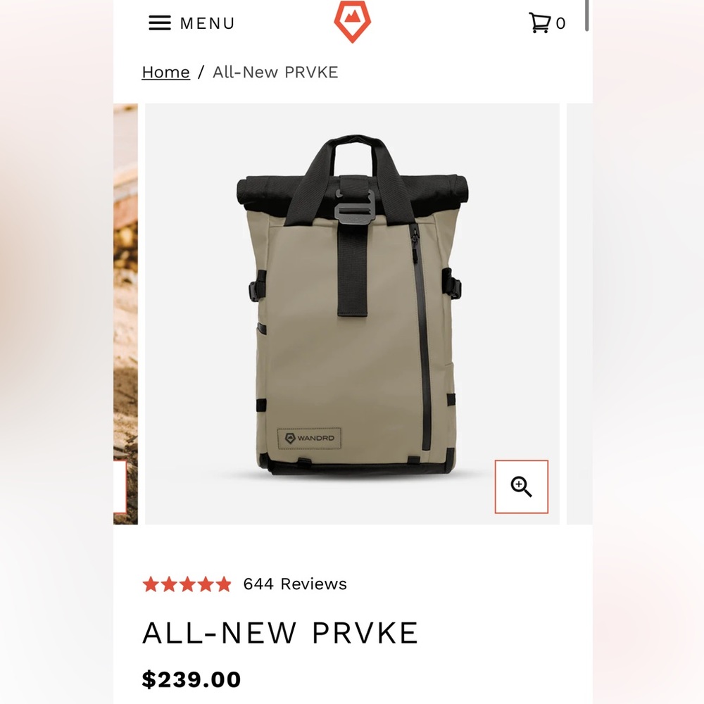 SOLD on different site - Wandrd All-New PRVKE 31 liter backpack